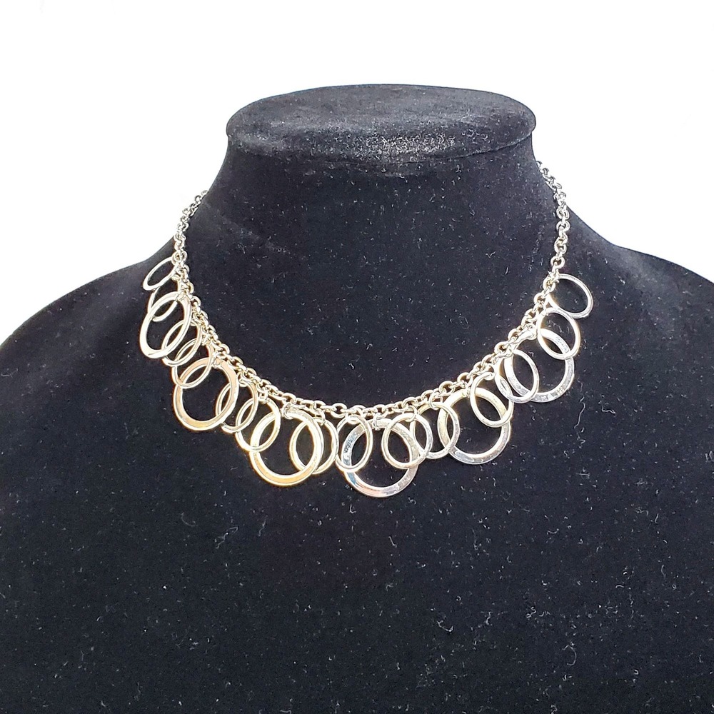 Two Statement necklaces Circles Silver and Grey - Picture 5 of 11